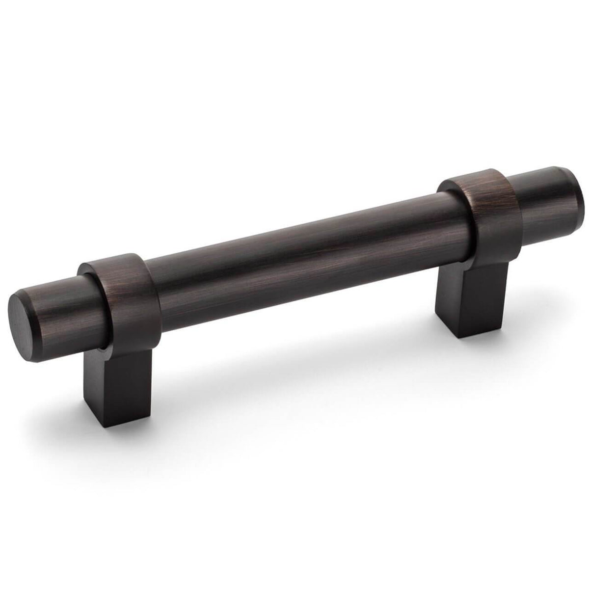 Oil rubbed bronze euro style bar pull with three inch hole spacing