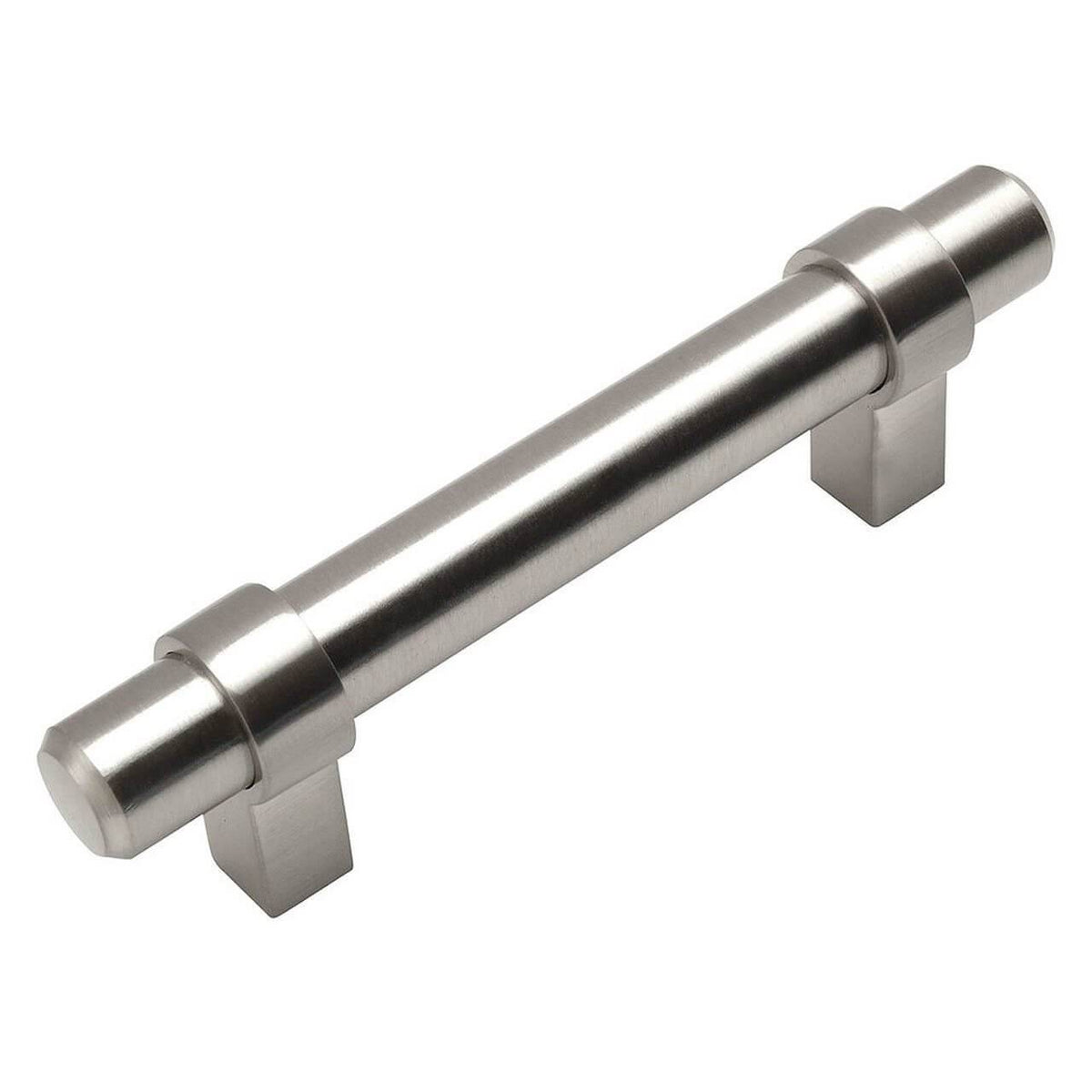 Satin nickel euro style bar pull with three inch hole spacing