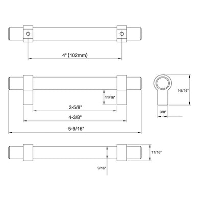 Cosmas 161-4SN Satin Nickel Euro Style Bar Pull