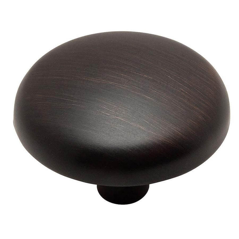 Oil rubbed bronze mushroom drawer knob with one and an eighth inch diameter