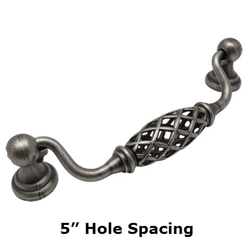 Cosmas 1749-128WN Weathered Nickel Birdcage Cabinet Pull - Cosmas