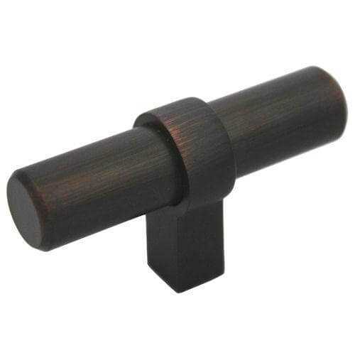 Oil rubbed bronze euro style t bar knob with two and three eighths inch length