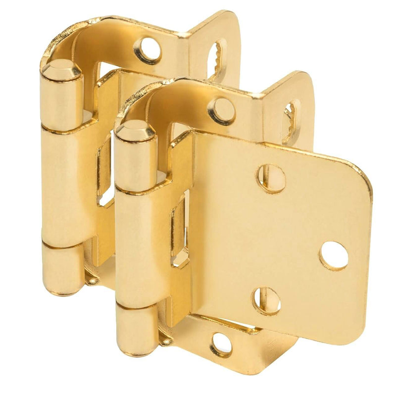 Cosmas 18650-BB Brushed Brass Partial Wrap Hinge 1/2&quot; Overlay (Pair)