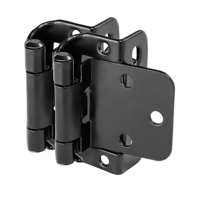 Cosmas 18650-FB Flat Black Partial Wrap Hinge 1/2&quot; Overlay (Pair)
