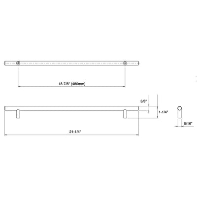 Cosmas 404-480SN Satin Nickel Slim Line Euro Style Bar Pull