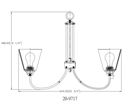 Galveston Matte Black 6 Light Chandelier Ceiling Fixture : 20-9717