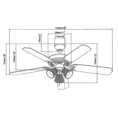 Satin Nickel 52&quot; Ceiling Fan w/ Light Kit : 5935