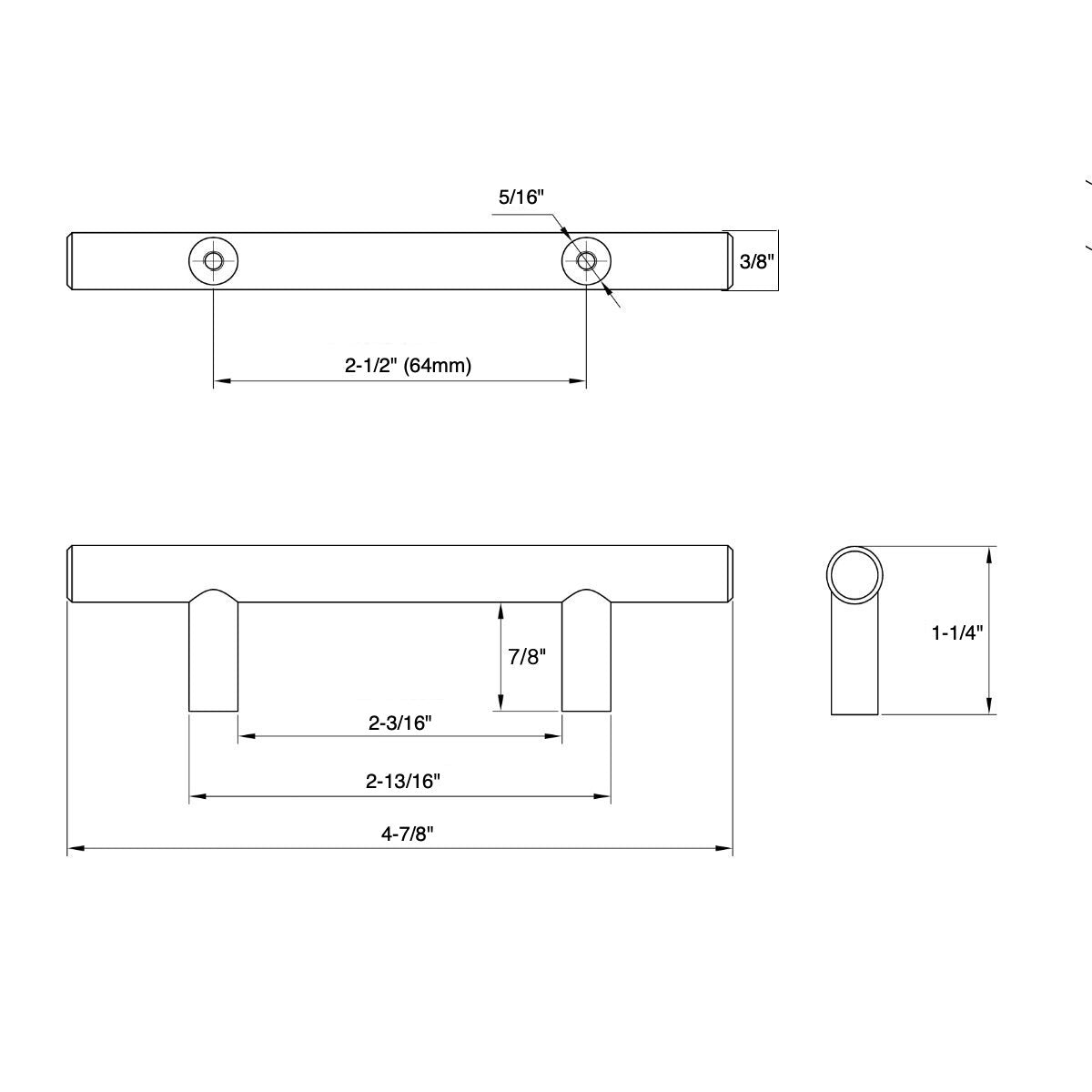 Cosmas 404-2.5CH Polished Chrome Slim Line Euro Style Bar Pull
