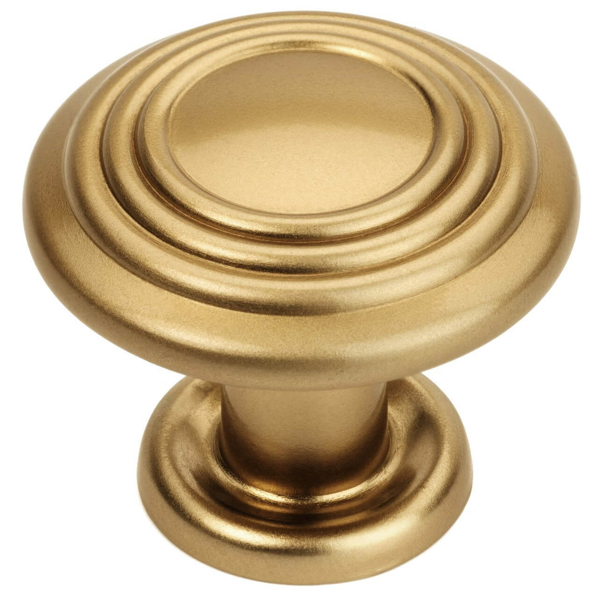 Drawer knob in gold champagne finish with three raised rings design