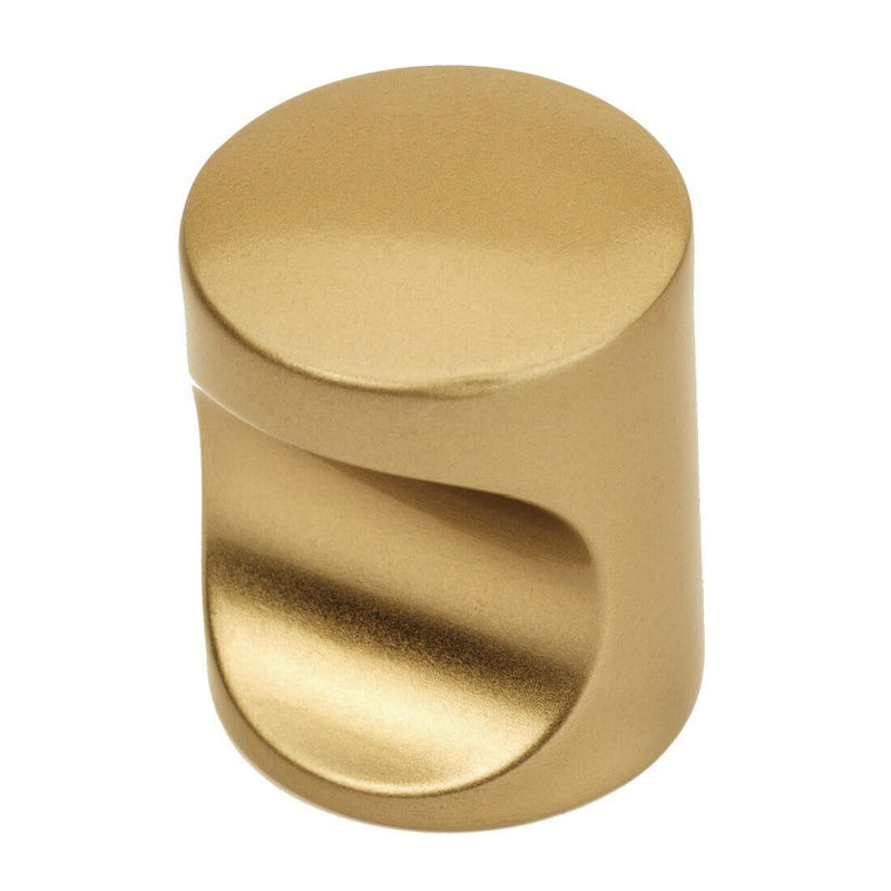 Tube cabinet drawer knob in gold champagne finish with concave on one side