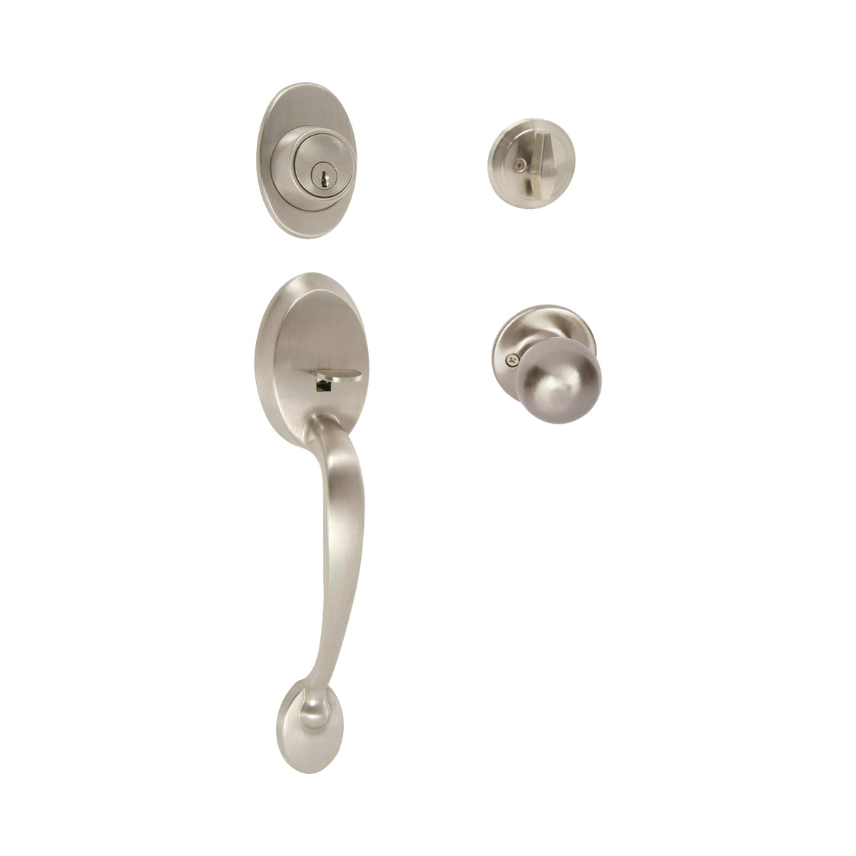 Frankfort Satin Nickel Traditional Handleset with Ashland Knob