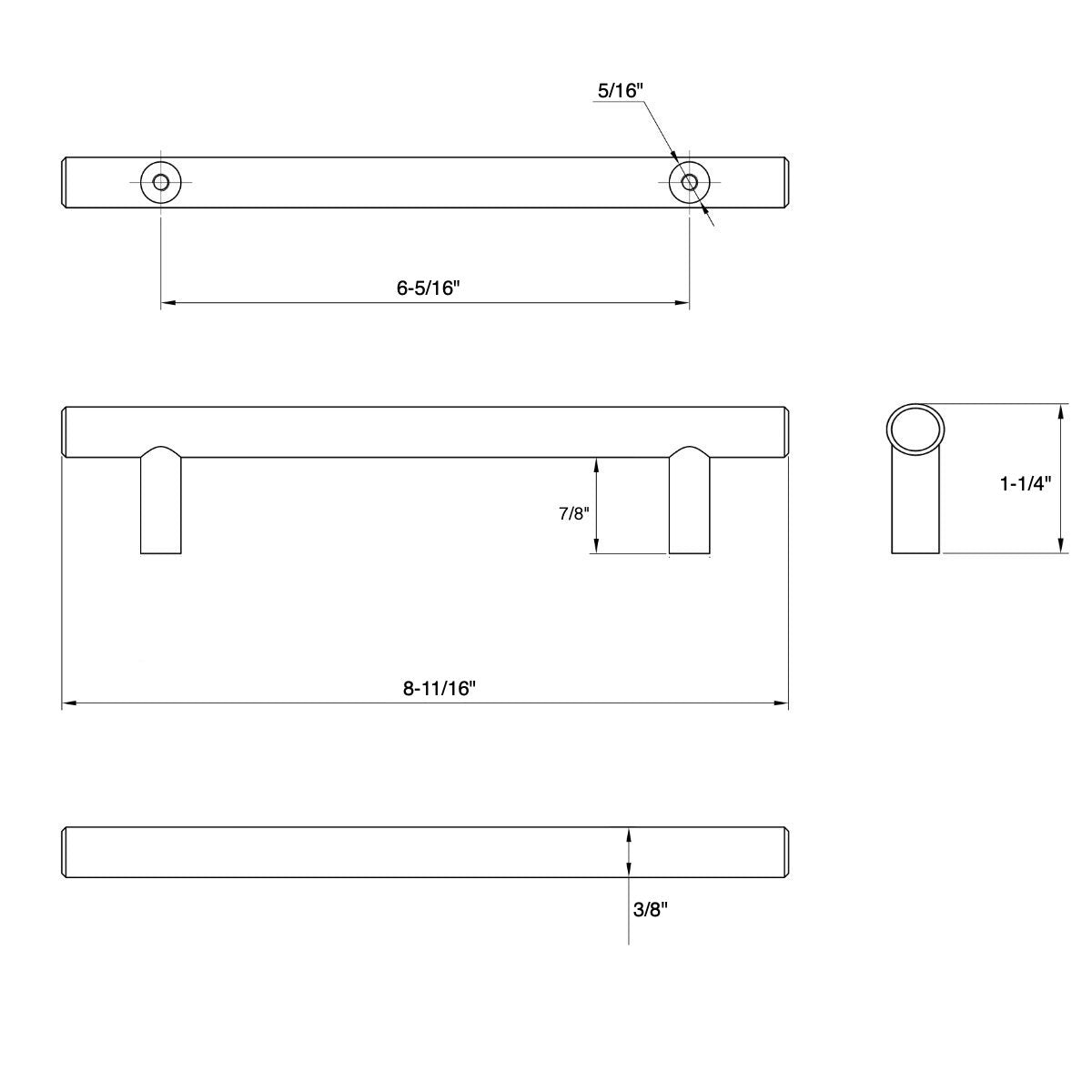 Cosmas 404-160ORB Oil Rubbed Bronze Slim Line Euro Style Bar Pull