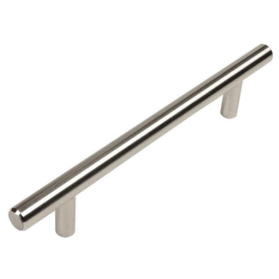Five inch hole spacing euro style cabinet pull in stainless steel finish