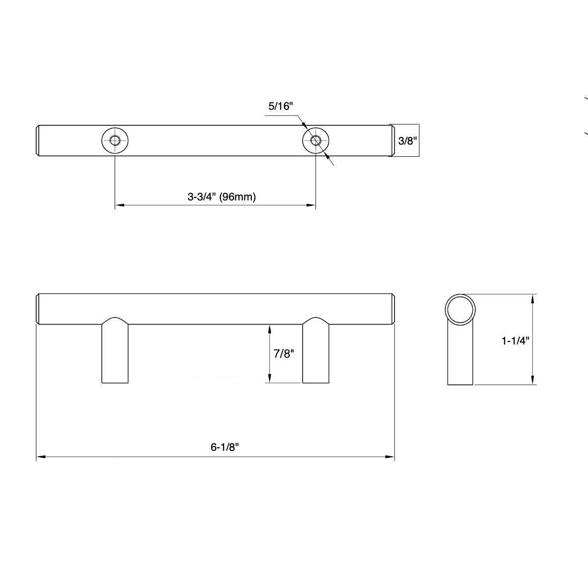 Cosmas 404-96SS Stainless Steel Slim Line Euro Style Bar Pull