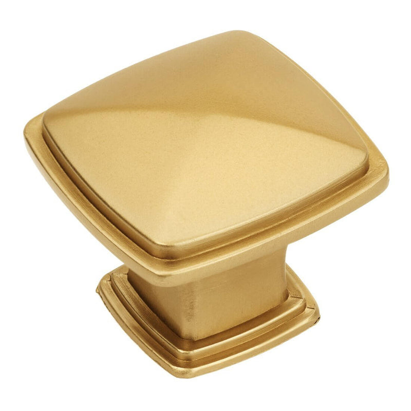 Subtle pyramid cabinet drawer knob in gold champagne finish with one and a quarter inch length