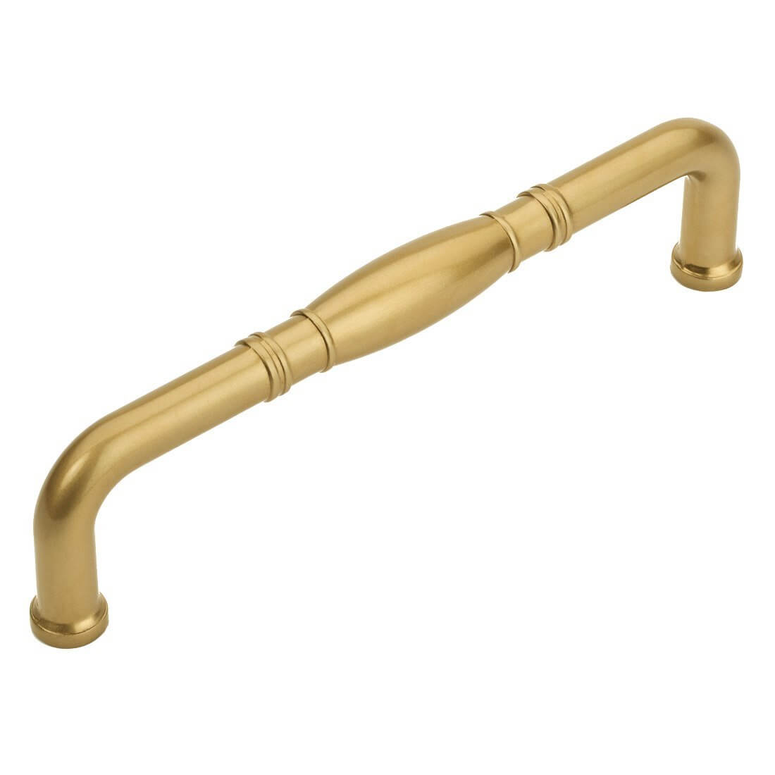 Five inch hole spacing cabinet pull in gold champagne finish with rings engraving and a bulge at the centre of handle