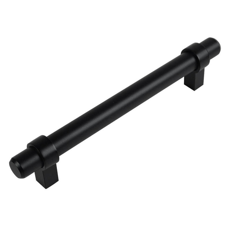 Flat black euro style bar pull with seven and a half inch hole spacing