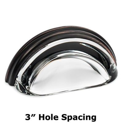 Cosmas 6585ORB-C Oil Rubbed Bronze with Clear Glass Cabinet Cup Pull