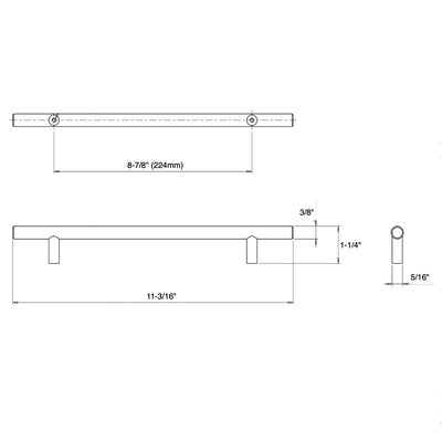 Cosmas 404-224ORB Oil Rubbed Bronze Slim Line Euro Style Bar Pull