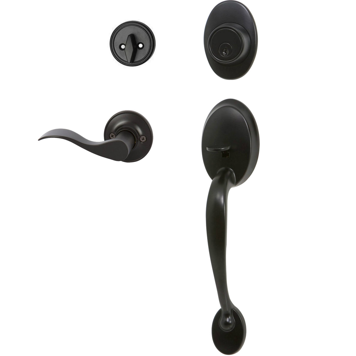 Frankfort Matte Black Traditional Handleset with Kingston Lever