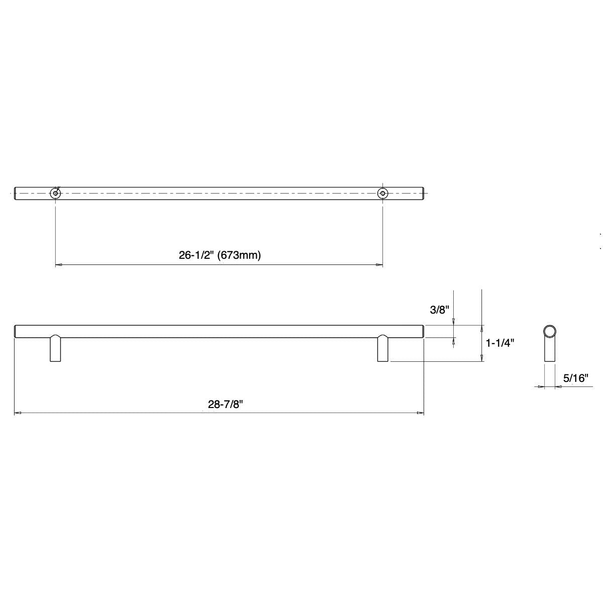 Cosmas 404-673SN Satin Nickel Slim Line Euro Style Bar Pull