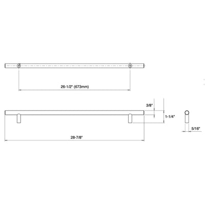 Cosmas 404-673SN Satin Nickel Slim Line Euro Style Bar Pull