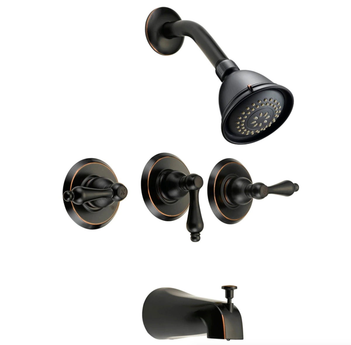 Designers Impressions 654679 Oil Rubbed Bronze Tub / Shower Combo Faucet with Multi-Setting Shower Head