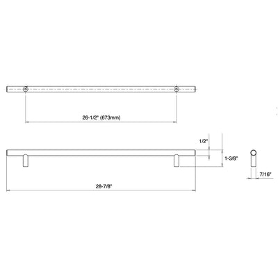 Cosmas 305-673FB Flat Black Euro Style Bar Pull Schematic Diagram