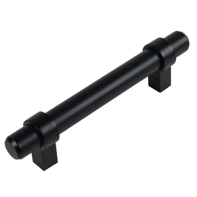 Flat black euro style bar pull with three inch hole spacing