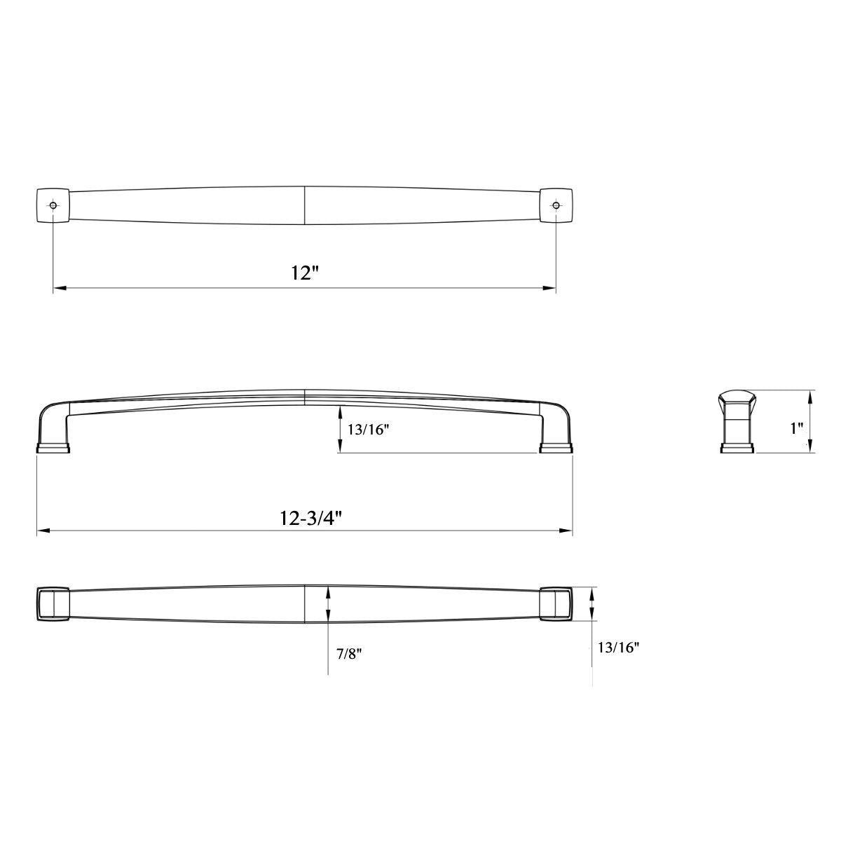Cosmas 4392-12FB Flat Black Cabinet Pull