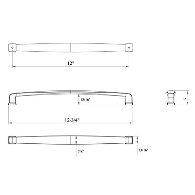 Cosmas 4392-12FB Flat Black Cabinet Pull