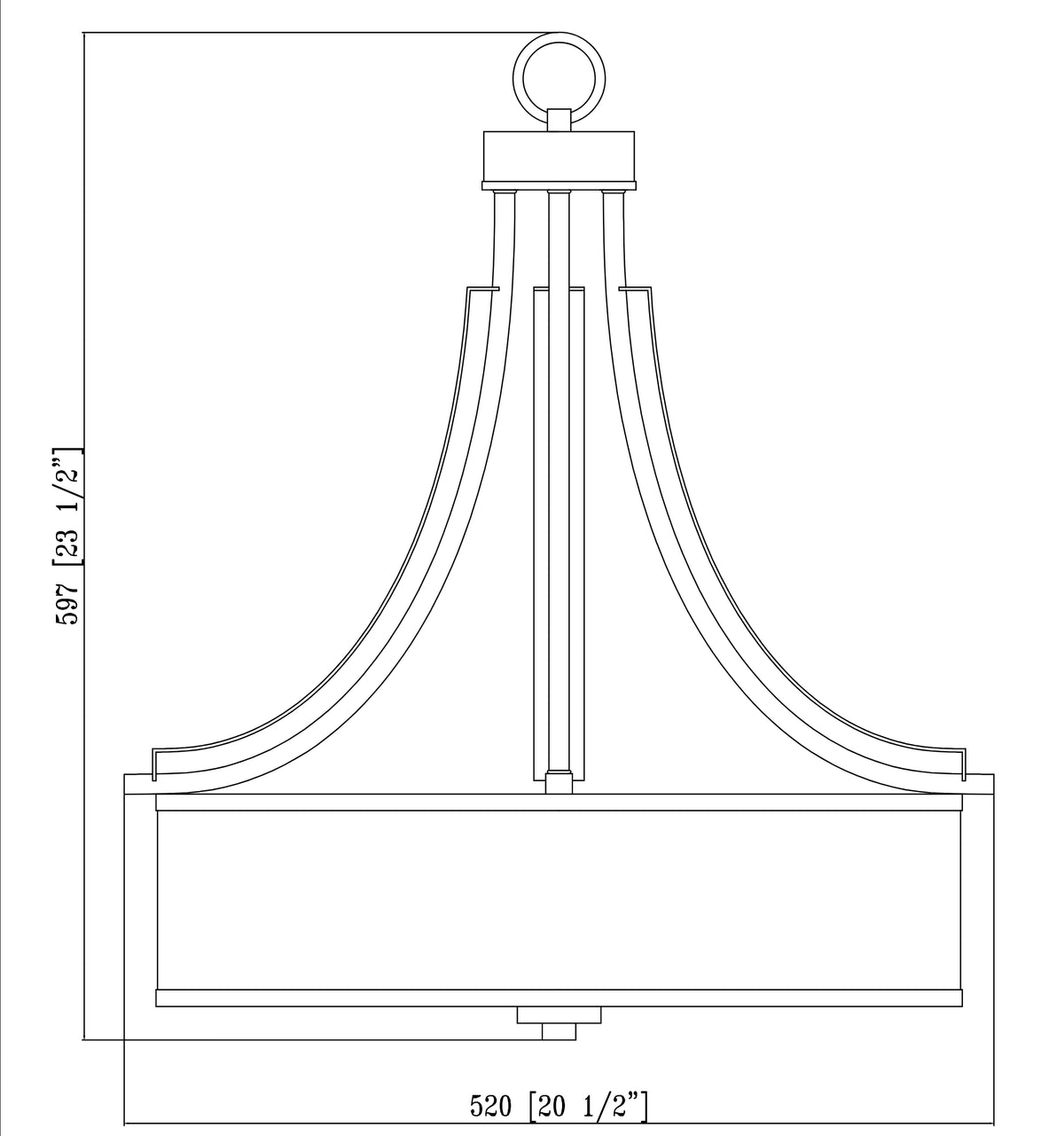 El Dorado Ebony Glaze 3 Light Round Chandelier : 22-3812