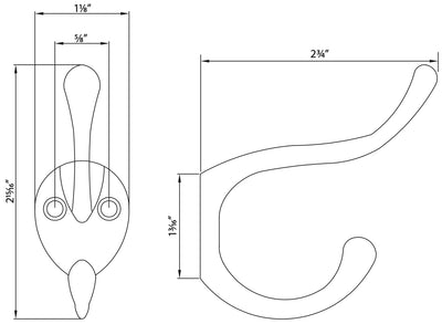 Designers Impressions Satin Nickel Heavy Duty Coat &amp; Hat Hook: 57480