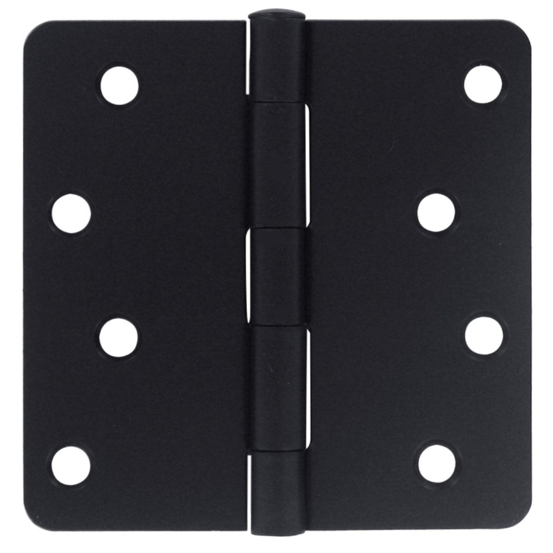 Door Hinge, Matte Black 4&quot; with 1/4&quot; Radius Corners