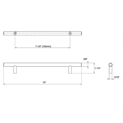 Cosmas 404-192SN Satin Nickel Slim Line Euro Style Bar Pull