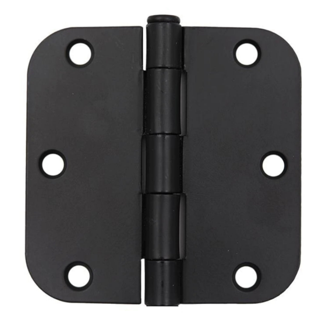 Door Hinge, Matte Black 3-1/2" with 5/8" Radius Corners