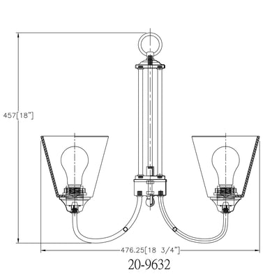 Galveston Matte Black 3 Light Chandelier Ceiling Fixture : 20-9632