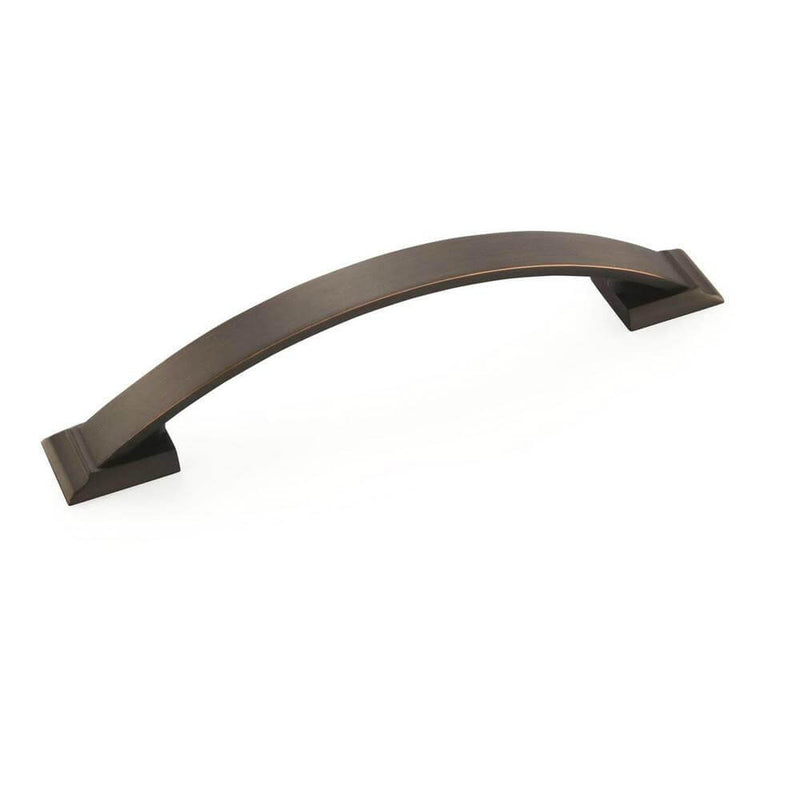 Curvy oil rubbed bronze cabinet pull with five inch hole spacing Amerock Candler BP29363ORB Oil Rubbed Bronze Cabinet Pull