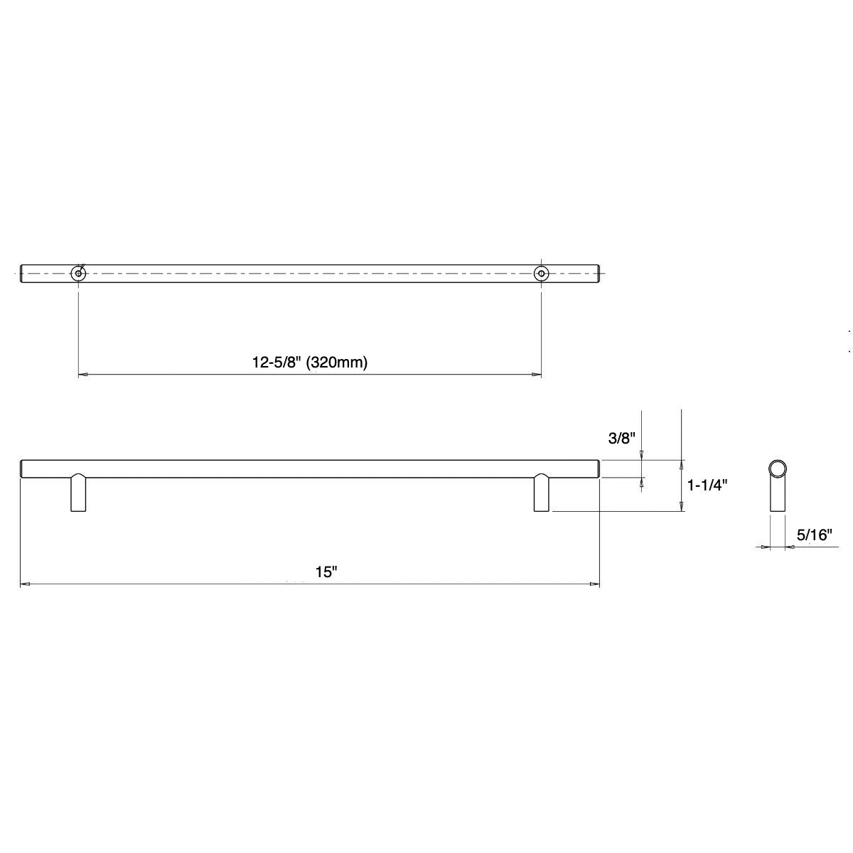 Cosmas 404-320ORB Oil Rubbed Bronze Slim Line Euro Style Bar Pull
