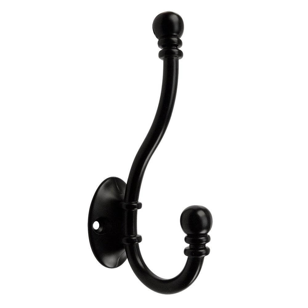 Cosmas 36267FB Flat Black Heavy Duty Coat &amp; Hat Hook - Cosmas