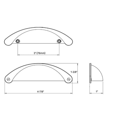 Cosmas 4199FB Flat Black Cabinet Cup Pull