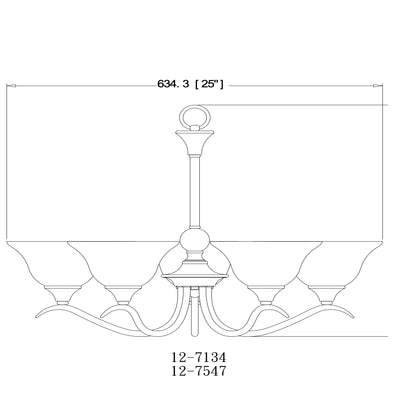 Dover Satin Nickel 5 Light Chandelier : 12-7134