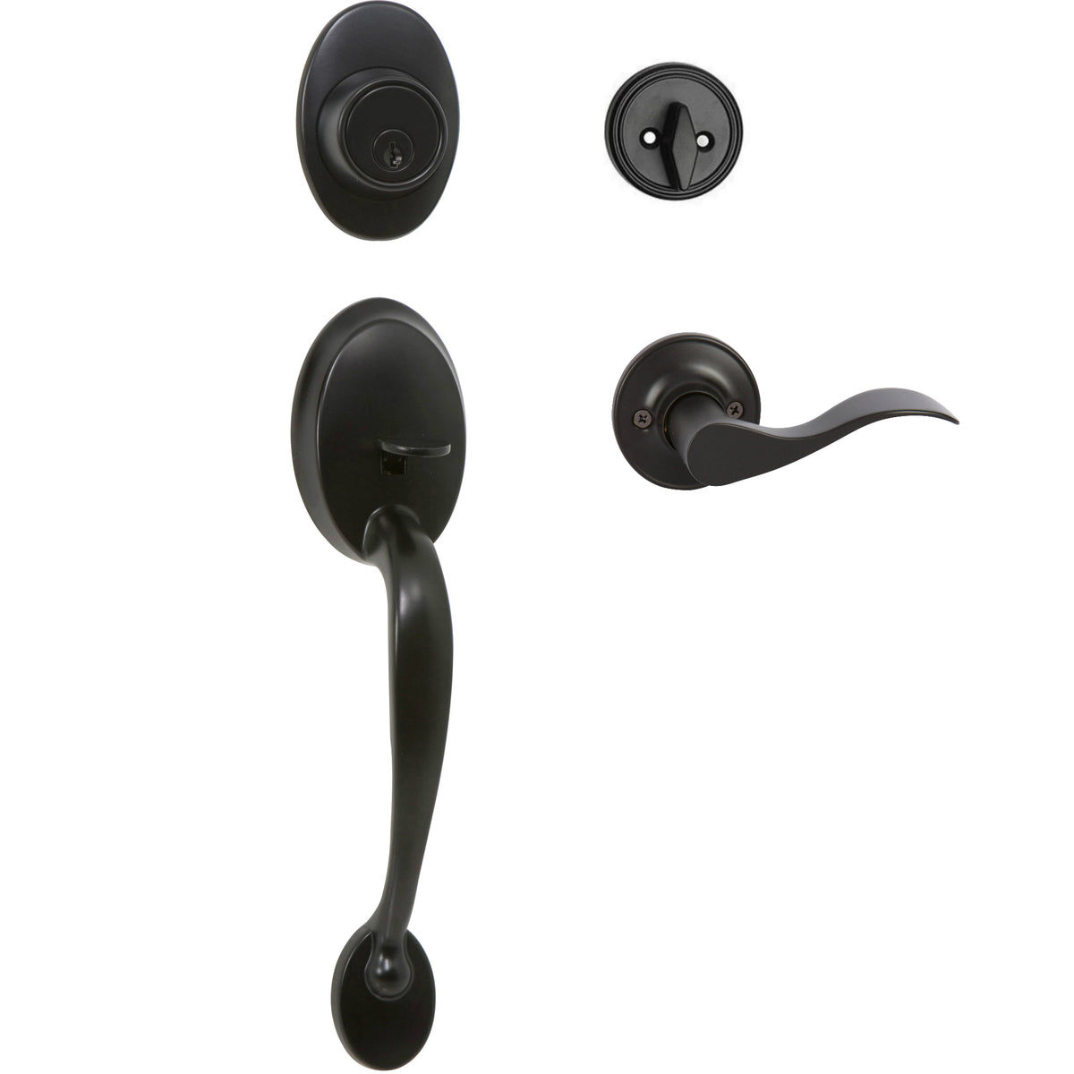 Frankfort Matte Black Traditional Handleset with Kingston Lever