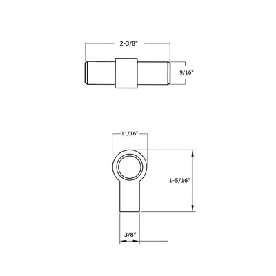 Cosmas 181BB Brushed Brass Euro Style T Bar Knob schematic