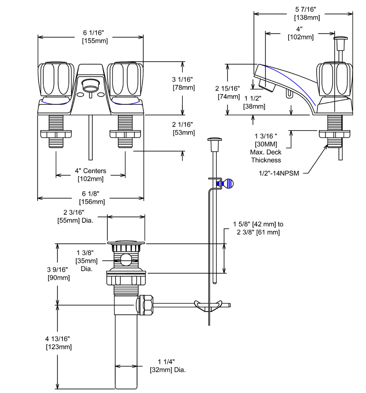 Crystal Cove 38-7415 Chrome Lavatory Vanity Faucet
