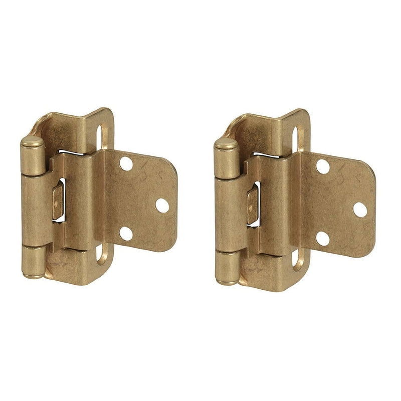 Amerock BP7565-BB Burnished Brass 3/8&quot; Inset Self-Closing Partial Wrap Hinges