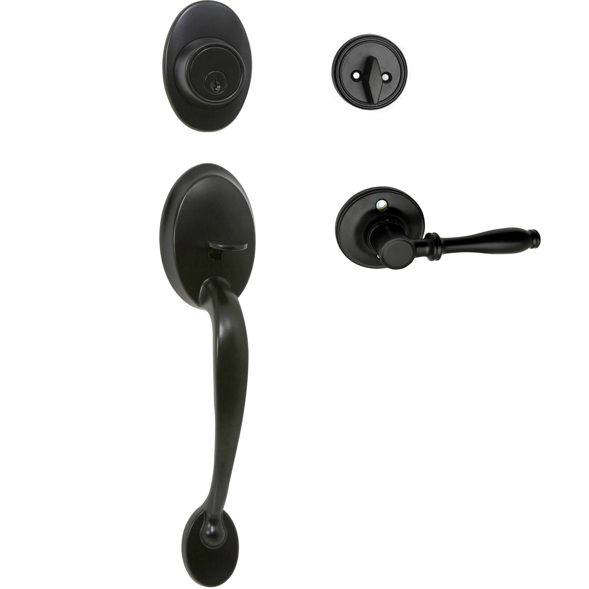 Frankfort Matte Black Traditional Handleset with Villa Lever