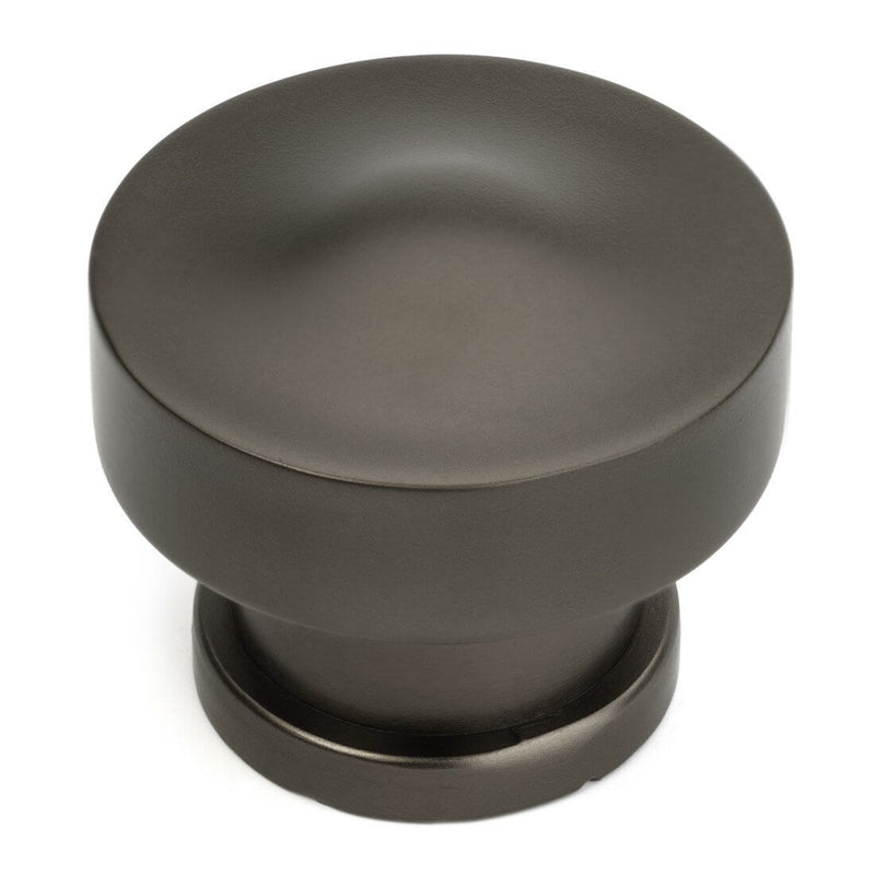 Graphite cabinet knob with slightly convex surface and one and a quarter inch diameter
