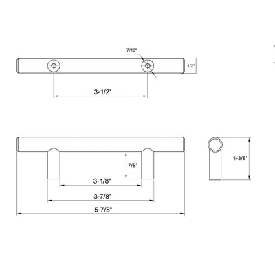 Cosmas 305-3.5FB Flat Black Euro Style Bar Pull Schematic