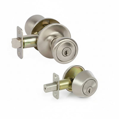 Salem Satin Nickel Entry Knob with Matching Single Cylinder Deadbolt Combo Pack